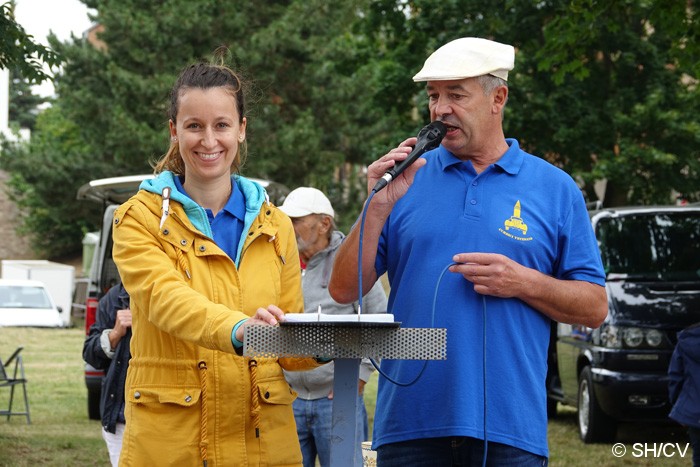 Bild: Sprecher am Start: Ralf Zschoche mit Tochter Anne.