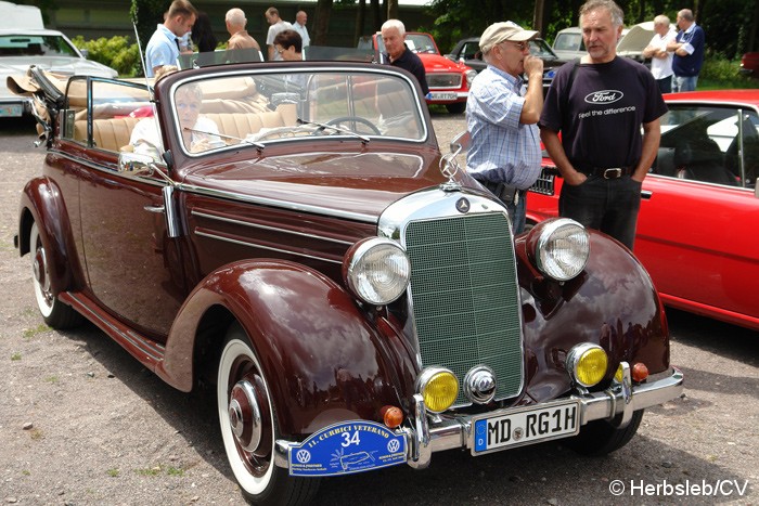 Bild: Eintreffen der Teilnehmer mit großer Fahrzeugschau für Besucher auf dem Schloßparkplatz am Samstag-Vormittag.